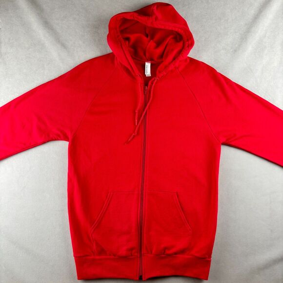American Apparel Hoodie Mens M Bright Red California Fleece Full Zip Sweatshirt - Picture 2 of 10